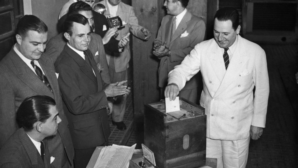 Juan Peron Voting In Argentina